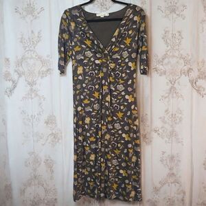 BODEN vintage style floral midi dress TALL stretch casual retro chic fall vibe 8